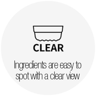 Ingredients are easy to spot with a clear view